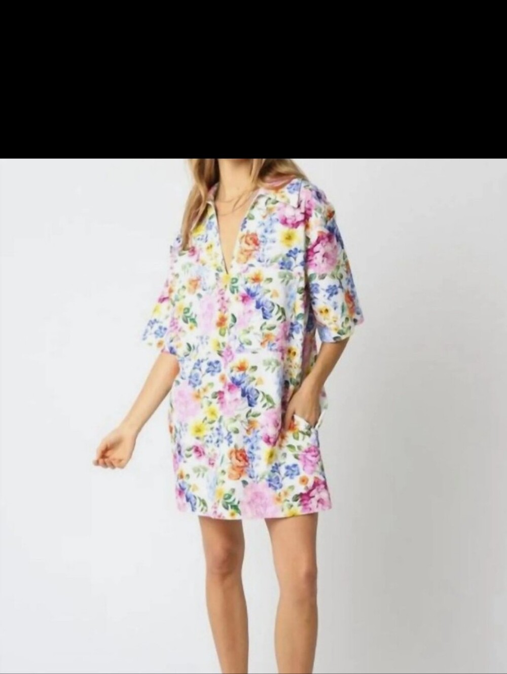 Olivaceous Women's White Riley Floral Denim Dress